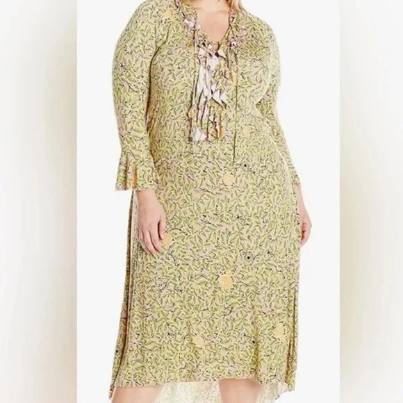 Melissa McCarthy Seven7 Plus Size Long Sleeve Dress with Ruffles Sz 2X